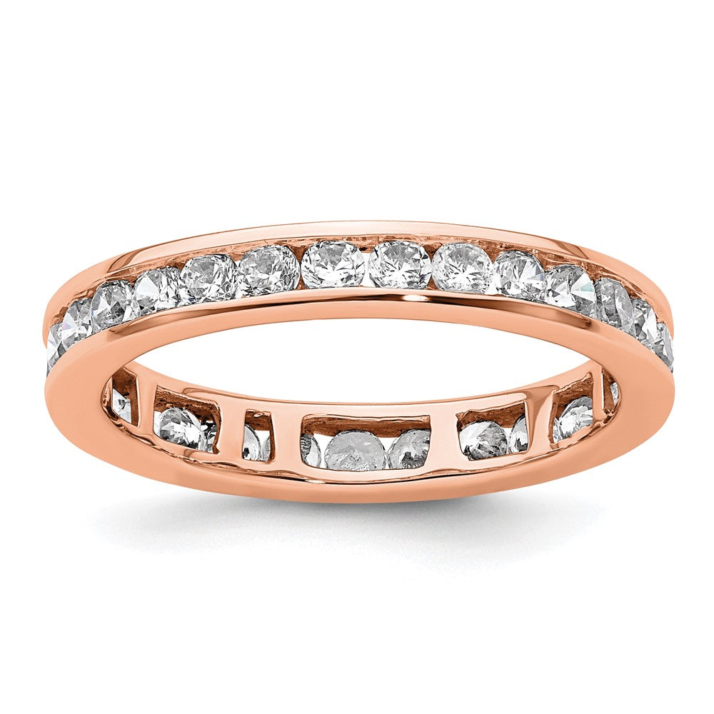 14k Rose Gold Polished Size 6 Channel-set 1 carat Diamond Complete Eternity Band