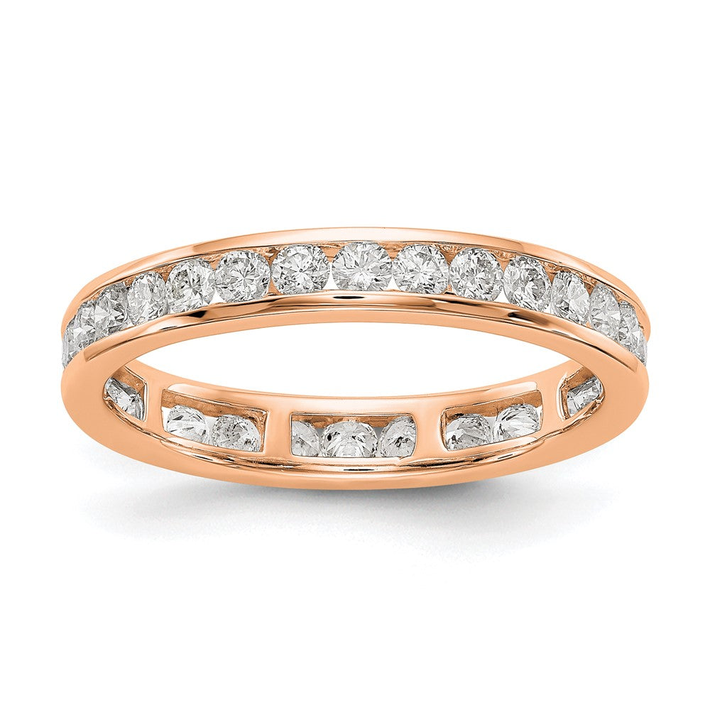 14k Rose Gold Polished Size 7 Channel-set 1 carat Diamond Complete Eternity Band