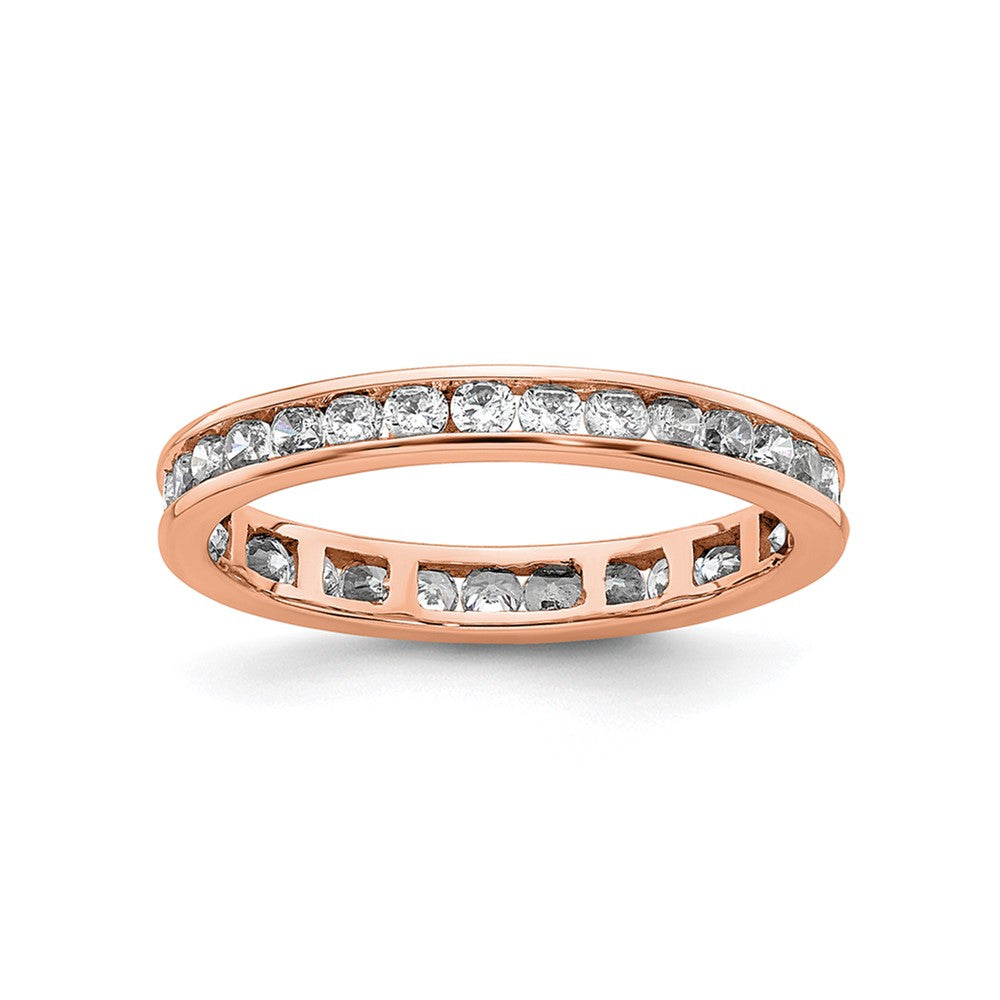 14k Rose Gold Polished Size 8 Channel-set 1 carat Diamond Complete Eternity Band