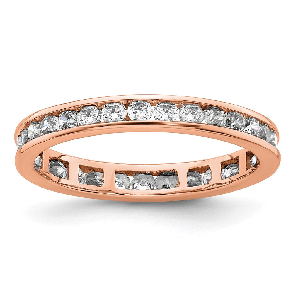 14k Rose Gold Polished Size 9 Channel-set 1 carat Diamond Complete Eternity Band