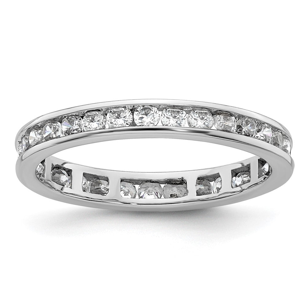 14k White Gold Polished Size 9 Channel-set 1 carat Diamond Complete Eternity Band