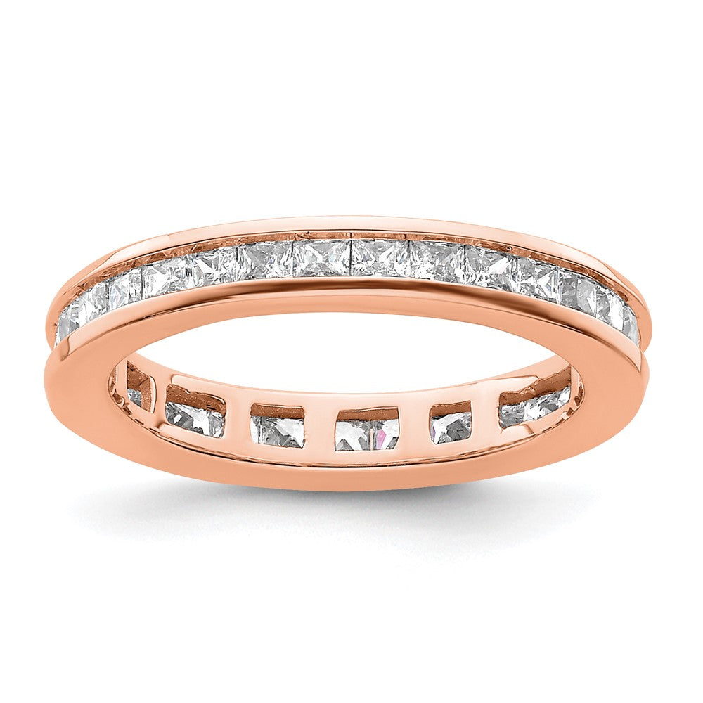 14k Rose Gold Polished Size 4 Channel-set 1 carat Princess Diamond Complete Eternity Band