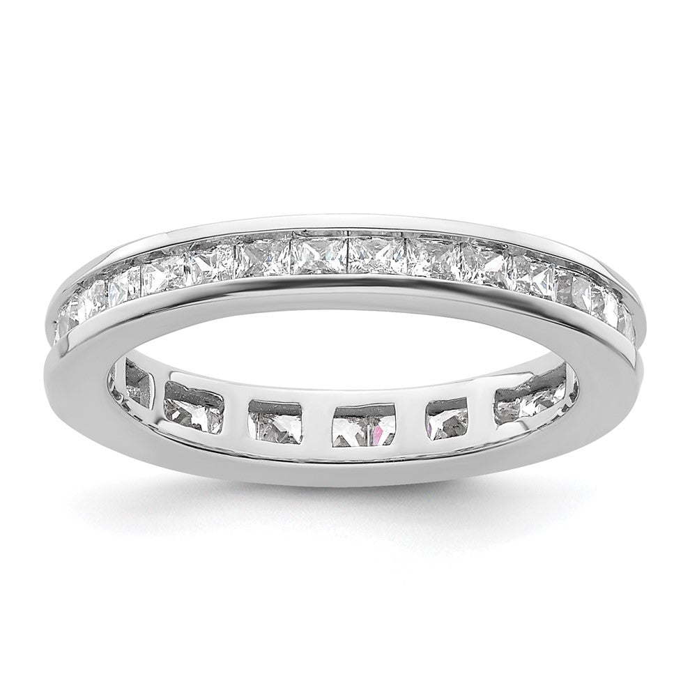 14k White Gold Polished Size 4 Channel-set 1 carat Princess Diamond Complete Eternity Band