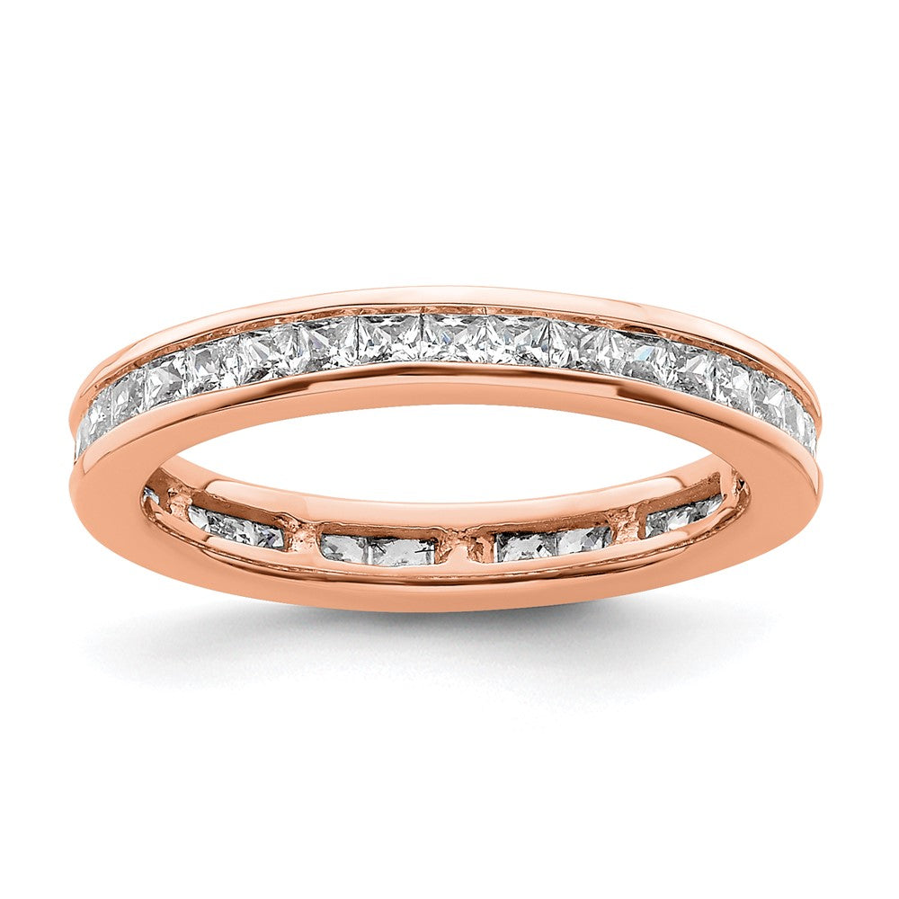 14k Rose Gold Polished Size 5 Channel-set 1 carat Princess Diamond Complete Eternity Band