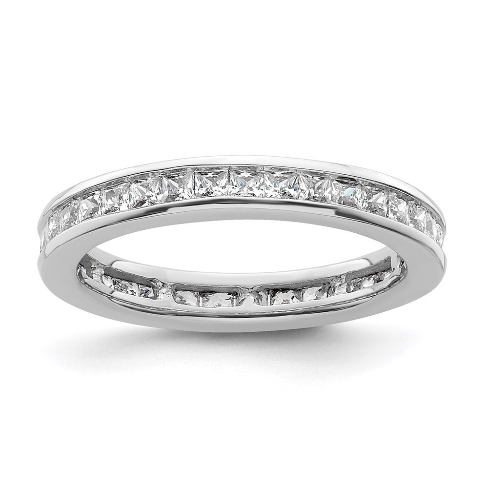 14k White Gold Polished Size 5 Channel-set 1 carat Princess Diamond Complete Eternity Band