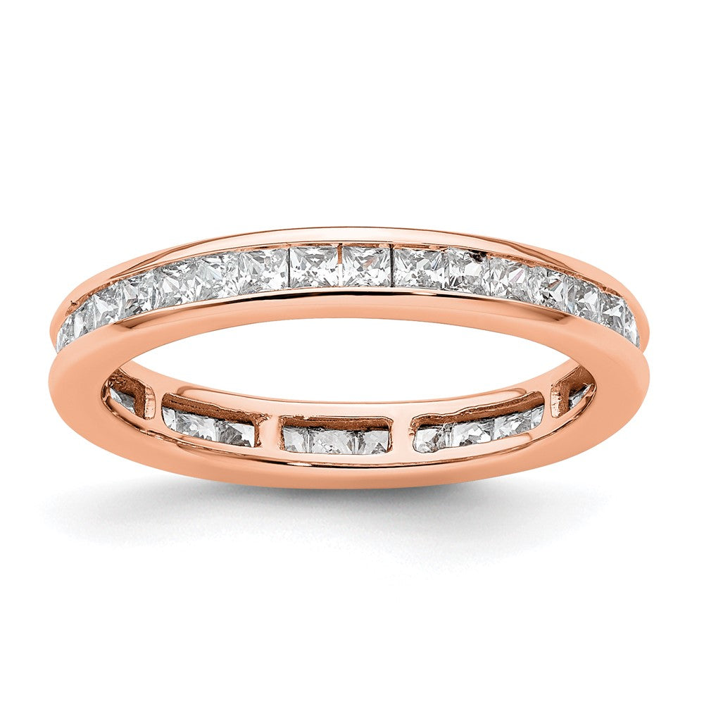 14k Rose Gold Polished Size 6 Channel-set 1 carat Princess Diamond Complete Eternity Band