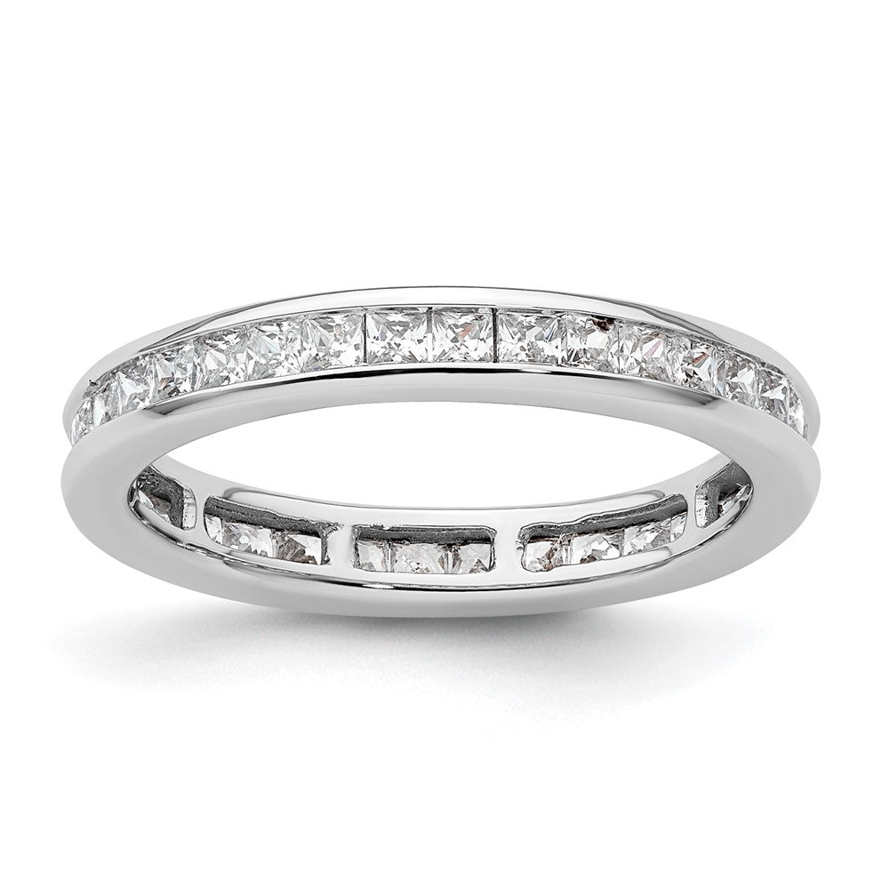 14k White Gold Polished Size 6 Channel-set 1 carat Princess Diamond Complete Eternity Band