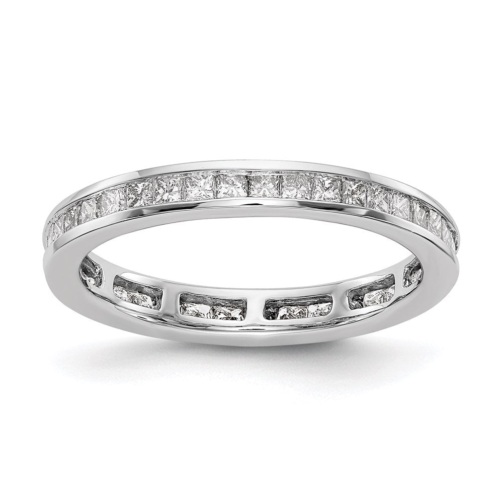 14k White Gold Polished Size 7 Channel-set 1 carat Princess Diamond Complete Eternity Band