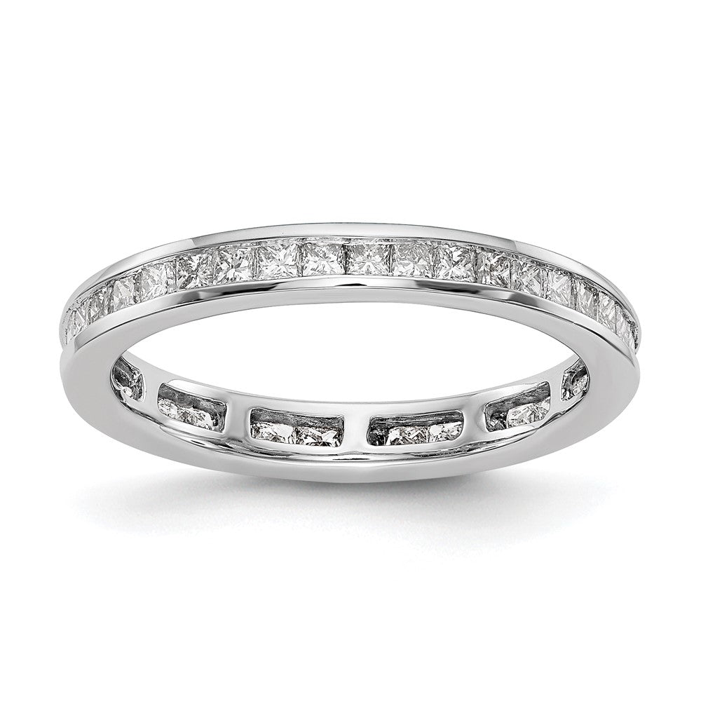 14k White Gold Polished Size 7.5 Channel-set 3 carat Princess Diamond Complete Eternity Band