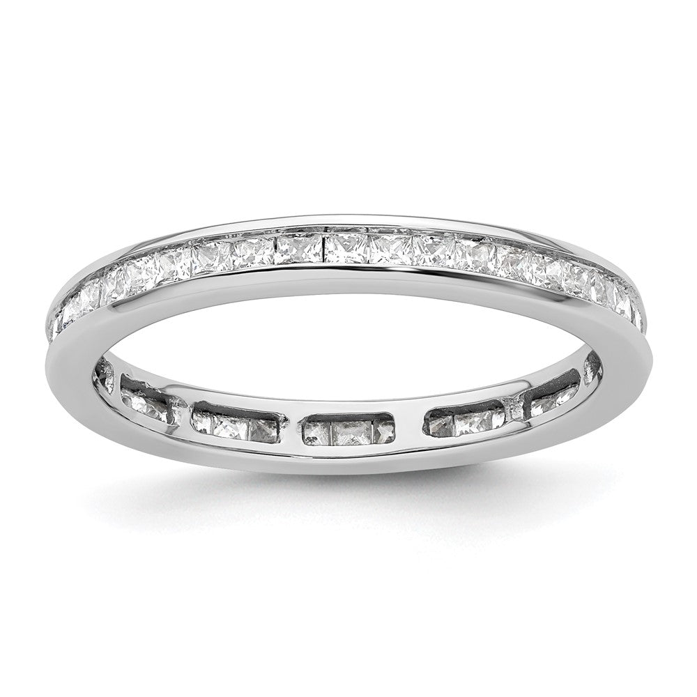 14k White Gold Polished Size 8.5 Channel-set 1 carat Princess Diamond Complete Eternity Band