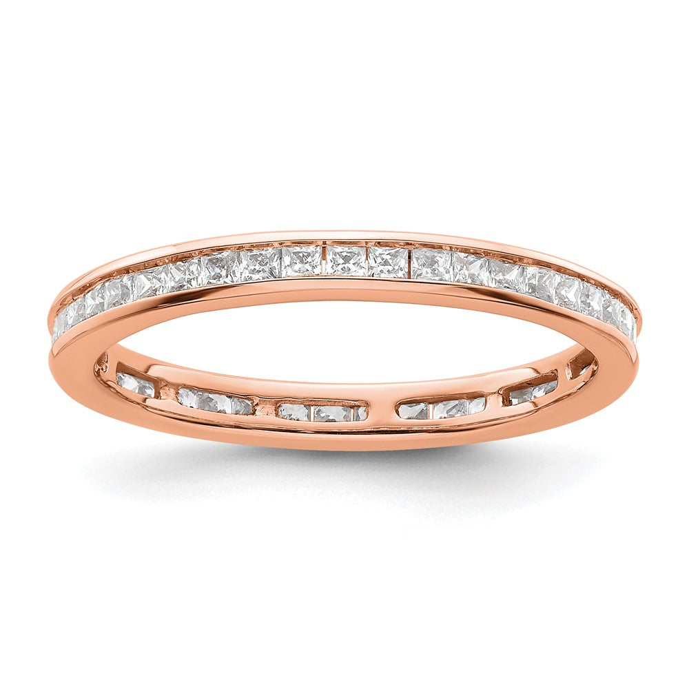 14k Rose Gold Polished Size 9 Channel-set 1 carat Princess Diamond Complete Eternity Band