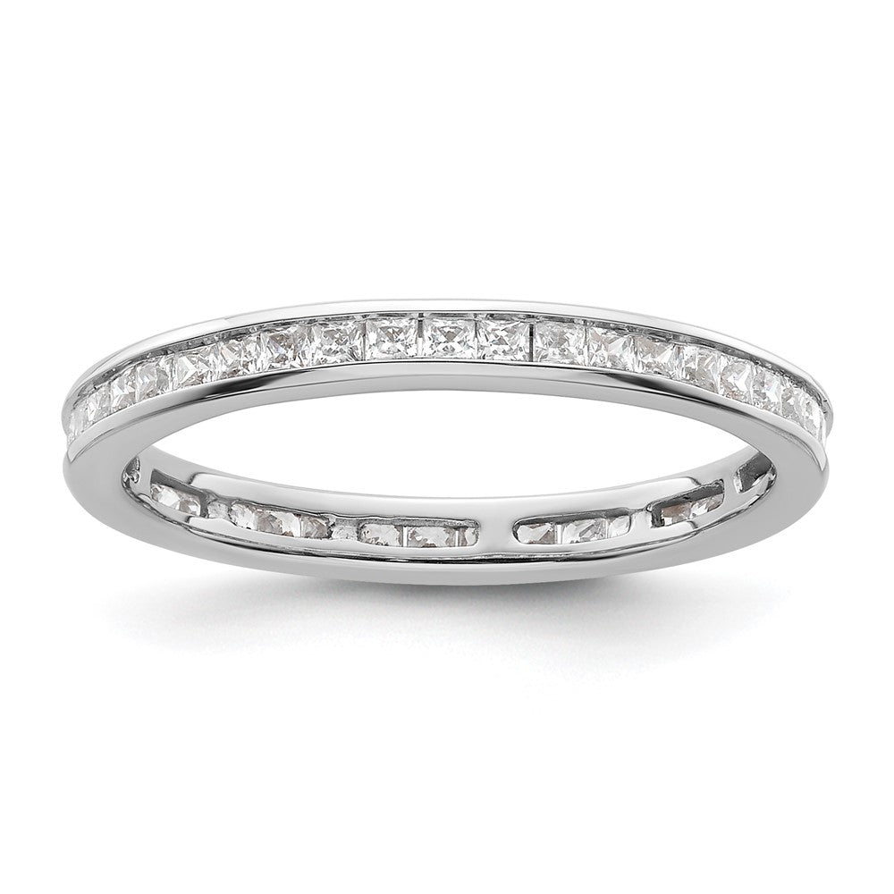 14k White Gold Polished Size 9 Channel-set 1 carat Princess Diamond Complete Eternity Band