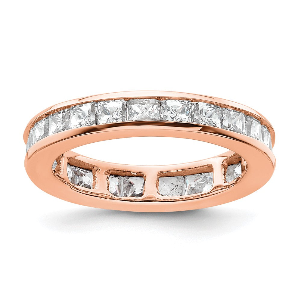 14k Rose Gold Polished Size 4 Channel-set 2 carat Princess Diamond Complete Eternity Band