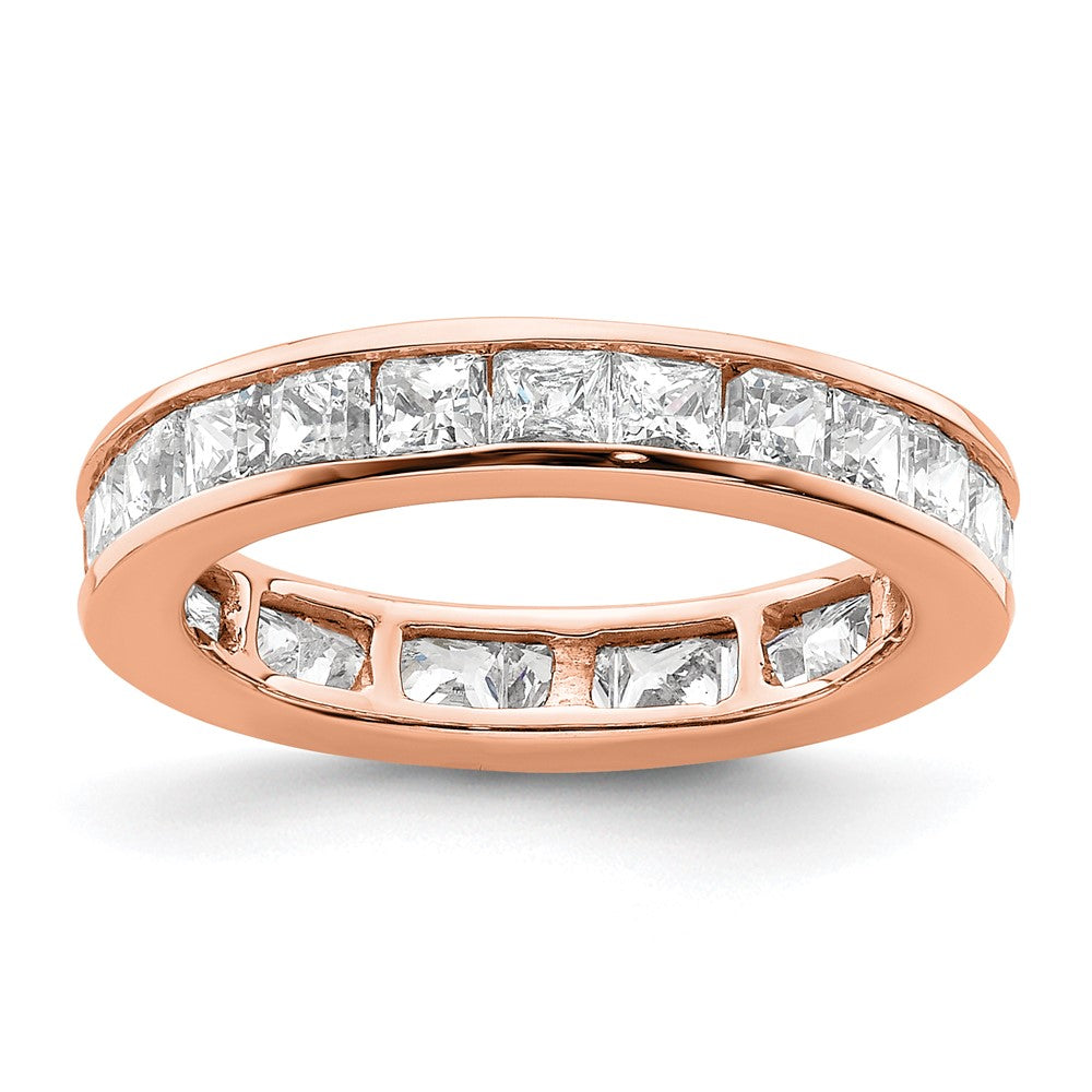 14k Rose Gold Polished Size 5 Channel-set 2 carat Princess Diamond Complete Eternity Band