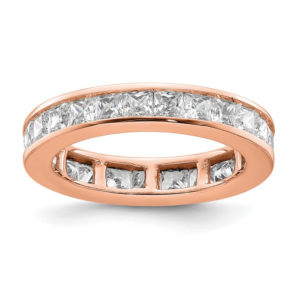 14k Rose Gold Polished Size 6 Channel-set 2 carat Princess Diamond Complete Eternity Band