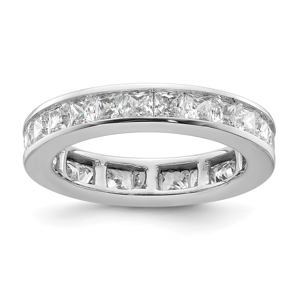 14k White Gold Polished Size 6 Channel-set 2 carat Princess Diamond Complete Eternity Band