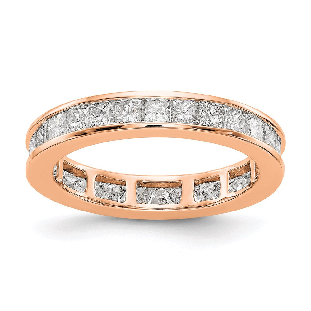 14k Rose Gold Polished Size 7 Channel-set 2 carat Princess Diamond Complete Eternity Band