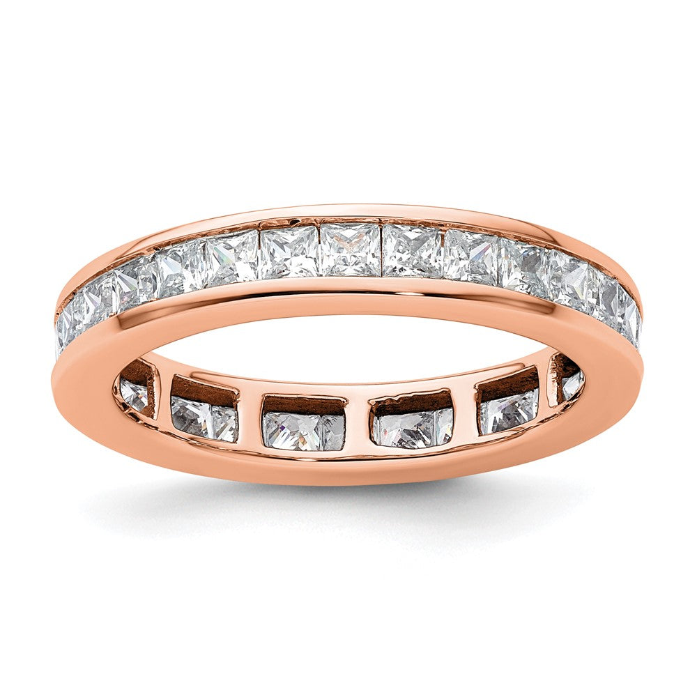 14k Rose Gold Polished Size 8.5 Channel-set 2 carat Princess Diamond Complete Eternity Band