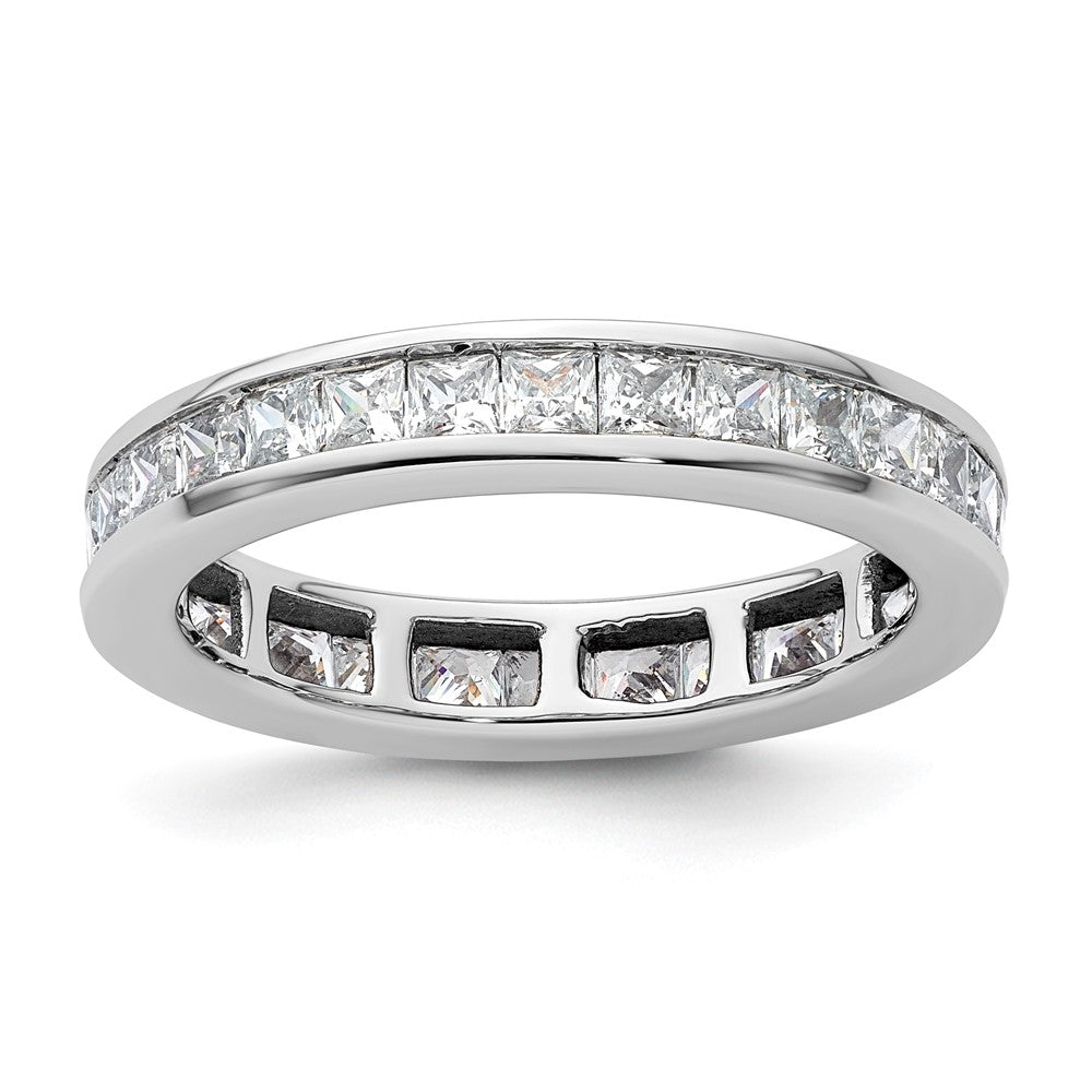 14k White Gold Polished Size 8.5 Channel-set 2 carat Princess Diamond Complete Eternity Band