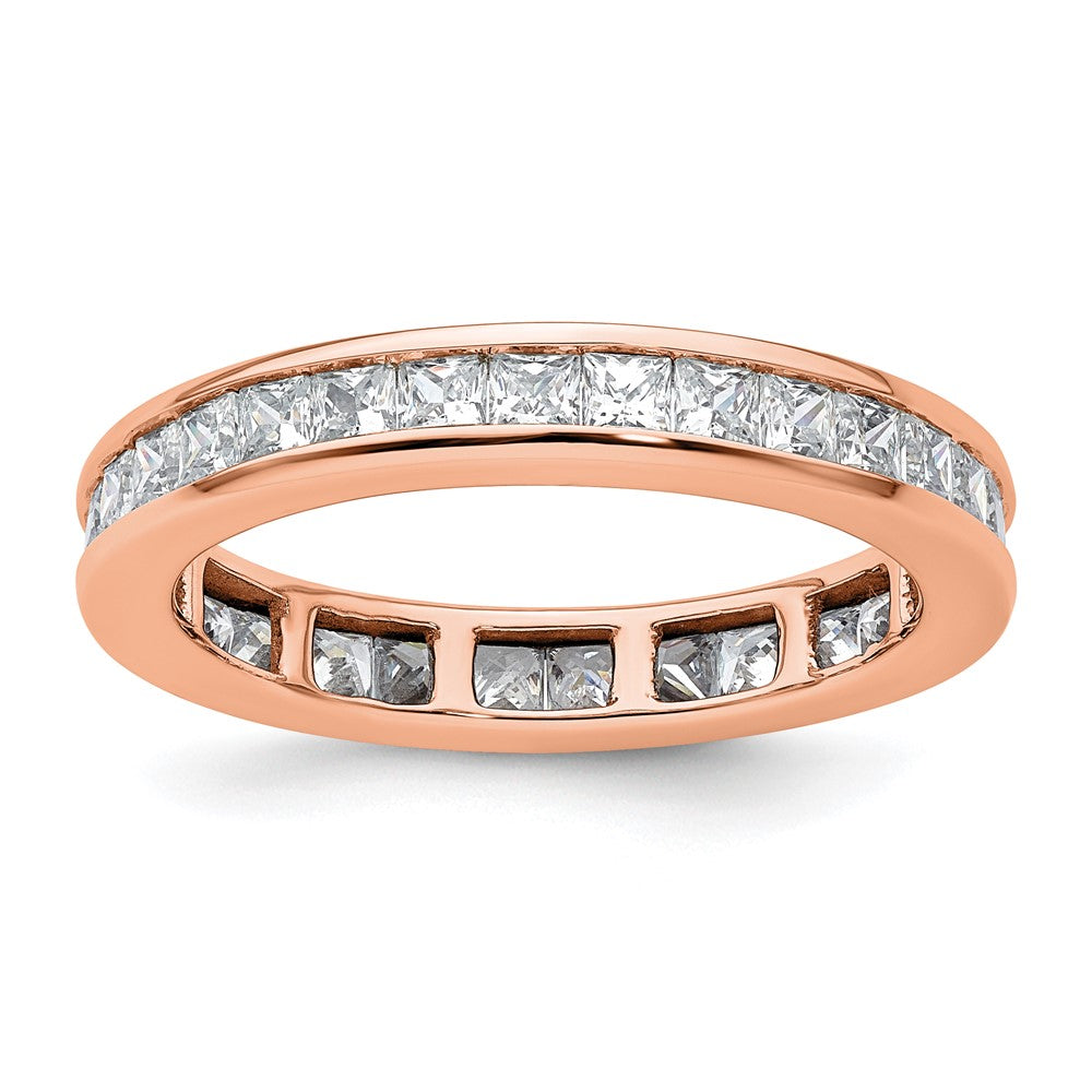 14k Rose Gold Polished Size 9 Channel-set 2 carat Princess Diamond Complete Eternity Band