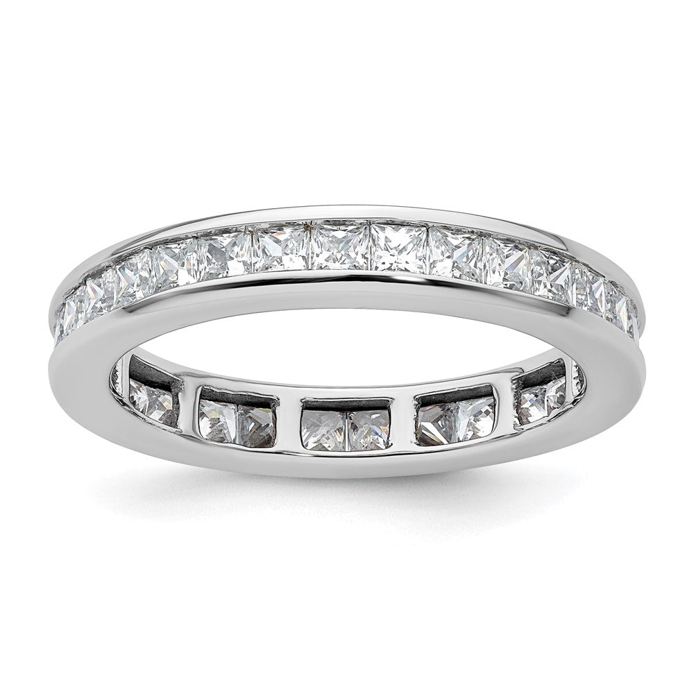 14k White Gold Polished Size 9 Channel-set 2 carat Princess Diamond Complete Eternity Band