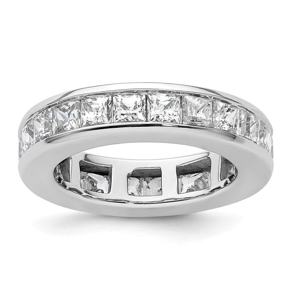 14k White Gold Polished Size 4.5 Channel-set 3 carat Princess Diamond Complete Eternity Band