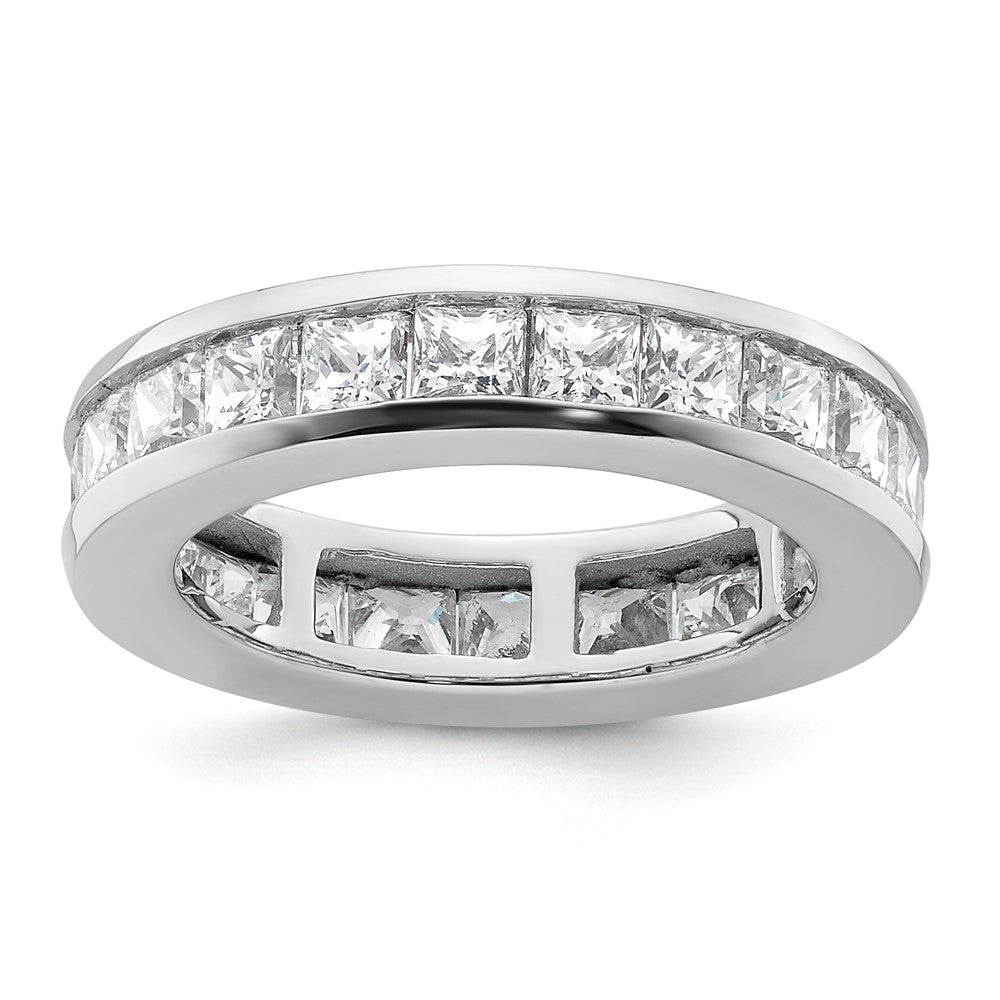 14k White Gold Polished Size 5 Channel-set 3 carat Princess Diamond Complete Eternity Band