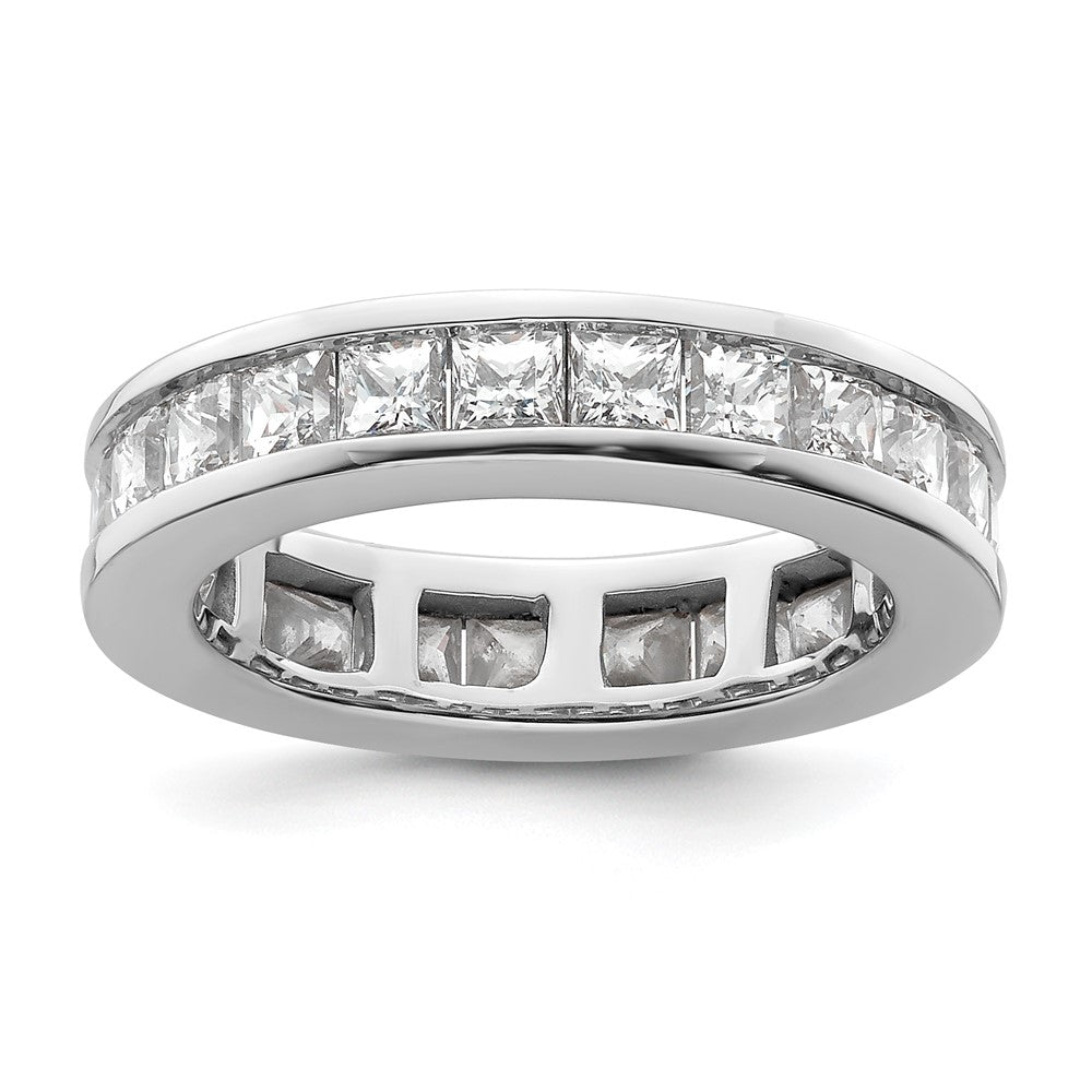 14k White Gold Polished Size 6.5 Channel-set 3 carat Princess Diamond Complete Eternity Band