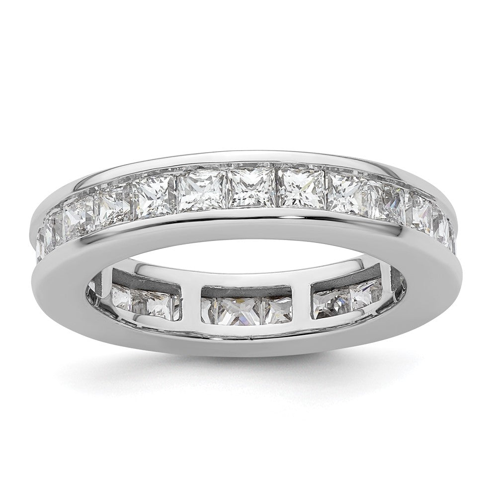 14k White Gold Polished Size 8.5 Channel-set 3 carat Princess Diamond Complete Eternity Band