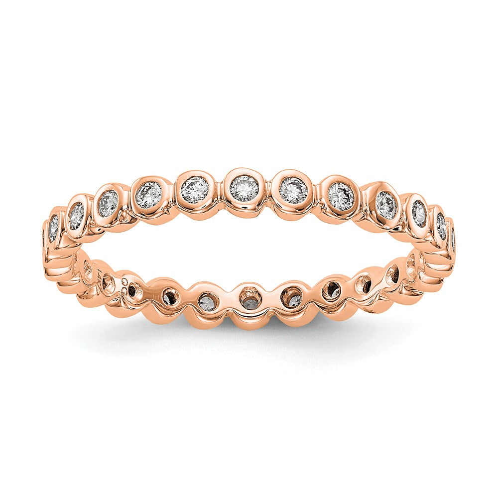 14k Rose Gold Polished 1/3ct Bezel Set Diamond Eternity Band