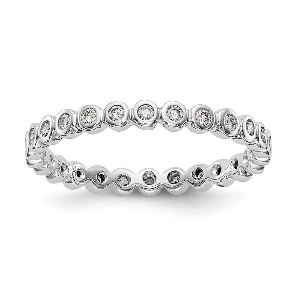 14k White Gold Polished 1/3ct Bezel Set Diamond Eternity Band