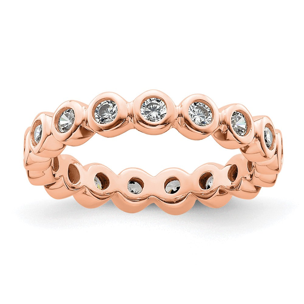 14k Rose Gold Polished Size 4.5 Bezel-set 1/2 carat Diamond Complete Eternity Band