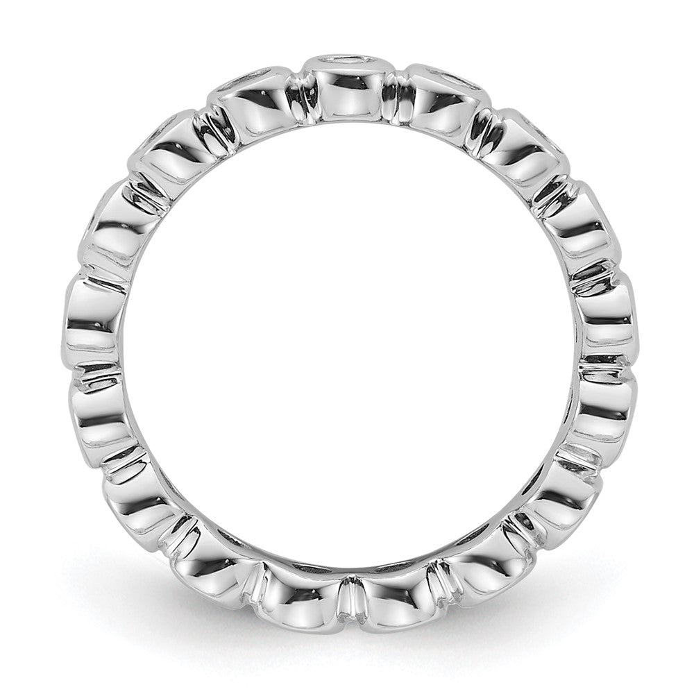 14k White Gold Polished Size 4.5 Bezel-set 1/2 carat Diamond Complete Eternity Band