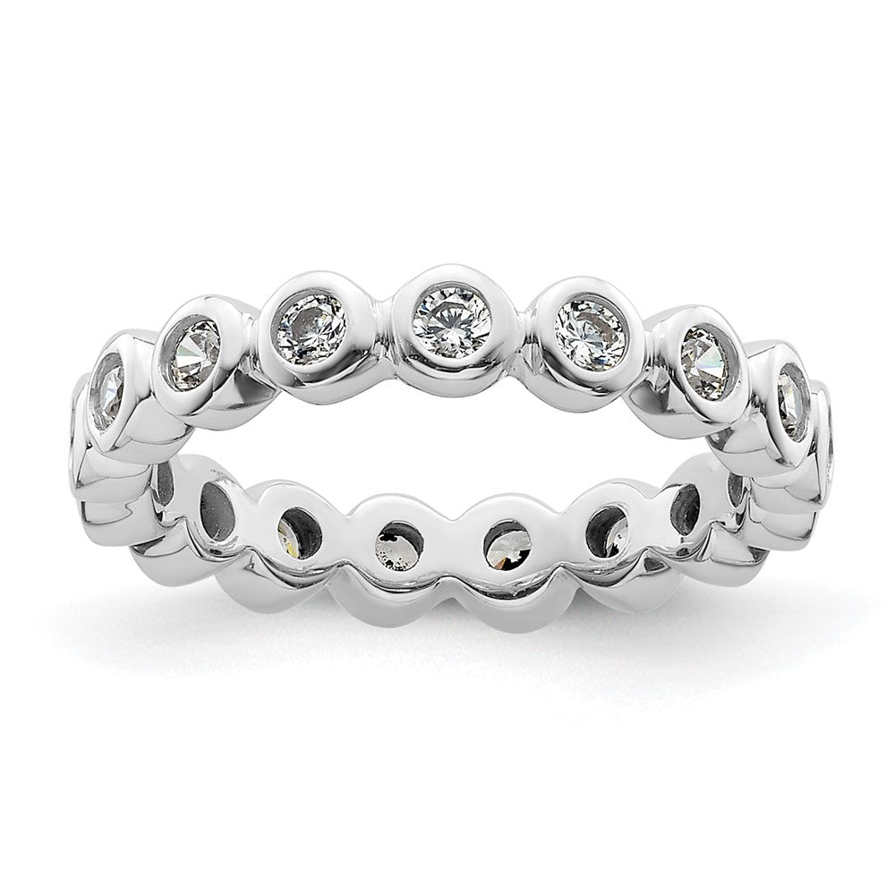 14k White Gold Polished Size 4.5 Bezel-set 1/2 carat Diamond Complete Eternity Band