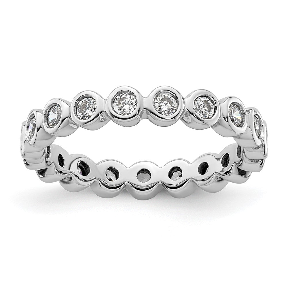 14k White Gold Polished Size 5.5 Bezel-set 1/2 carat Diamond Complete Eternity Band