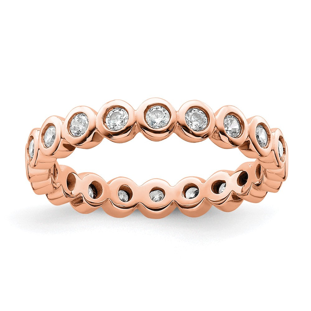 14k Rose Gold Polished Size 6.5 Bezel-set 1/2 carat Diamond Complete Eternity Band