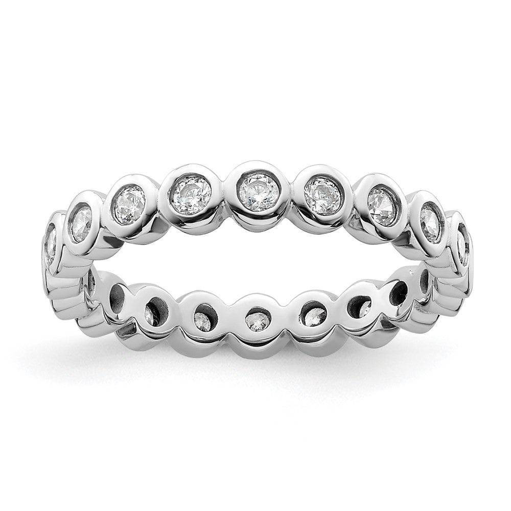 14k White Gold Polished Size 6.5 Bezel-set 1/2 carat Diamond Complete Eternity Band