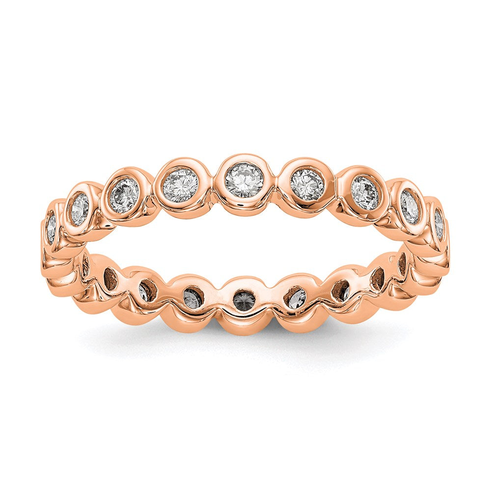 14k Rose Gold Polished Size 7.5 Bezel-set 1/2 carat Diamond Complete Eternity Band