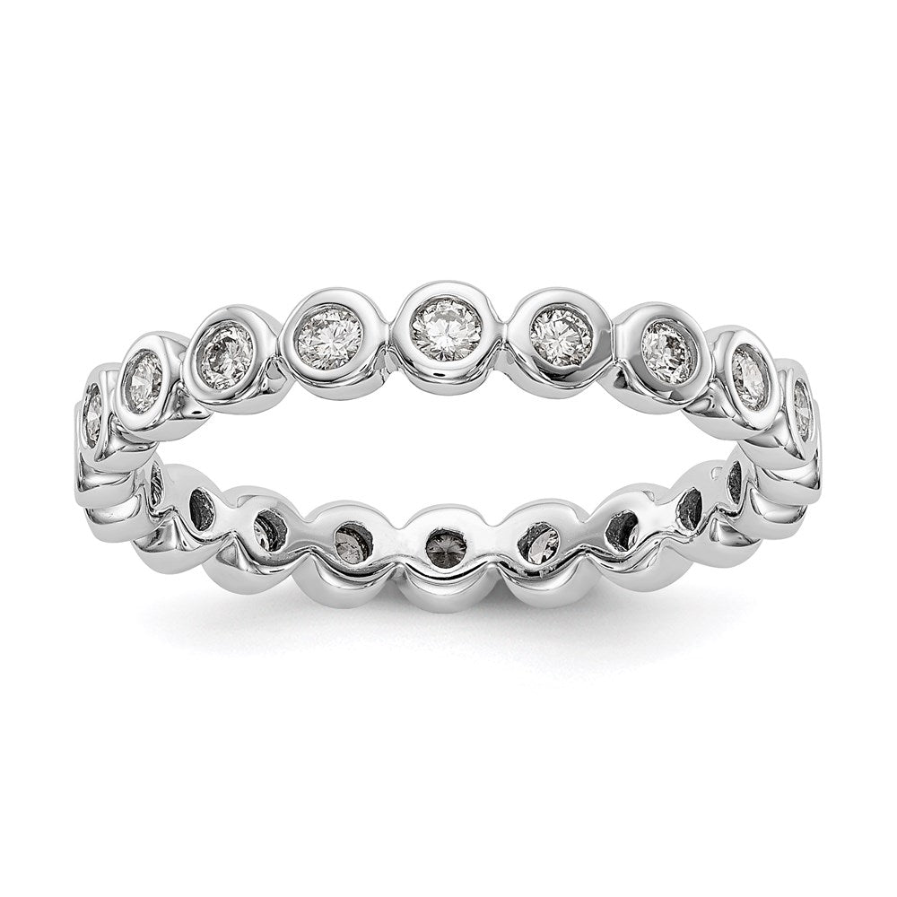 14k White Gold Polished Size 7.5 Bezel-set 1/2 carat Diamond Complete Eternity Band