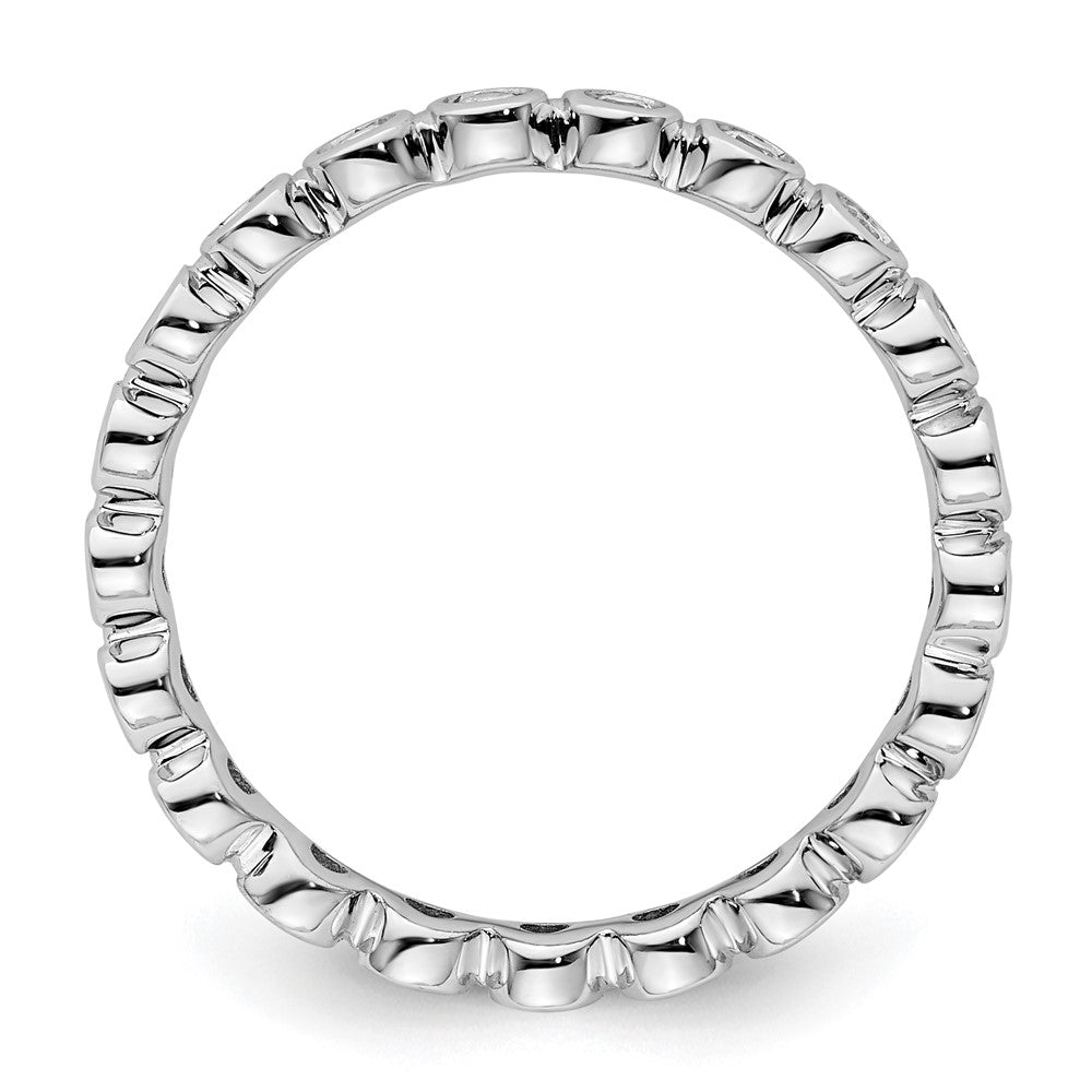 14k White Gold Polished Size 8 Bezel-set 1/2 carat Diamond Complete Eternity Band