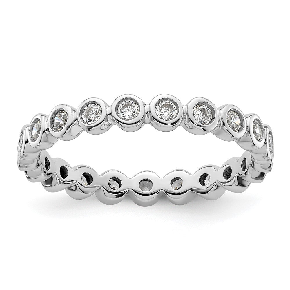 14k White Gold Polished Size 8 Bezel-set 1/2 carat Diamond Complete Eternity Band