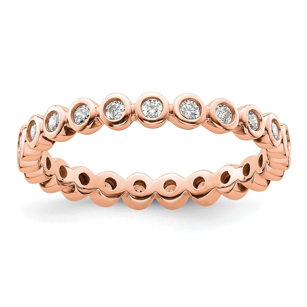 14k Rose Gold Polished Size 9 Bezel-set 1/2 carat Diamond Complete Eternity Band