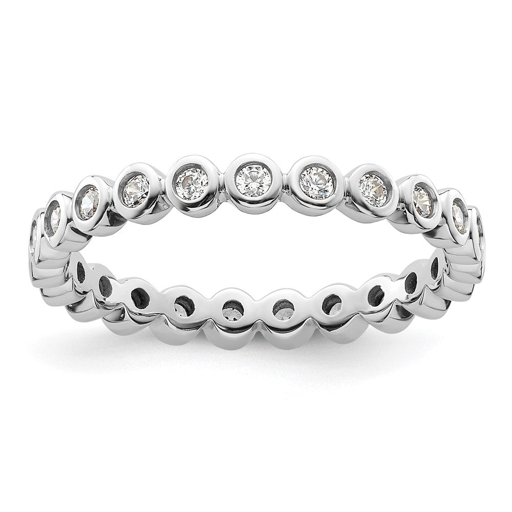 14k White Gold Polished Size 9 Bezel-set 1/2 carat Diamond Complete Eternity Band