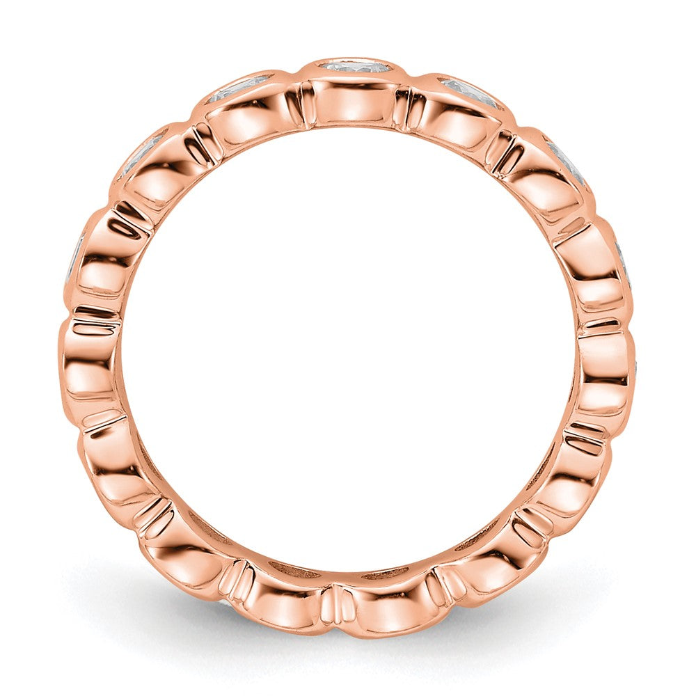 14k Rose Gold Polished Size 4 Bezel-set 1 carat Diamond Complete Eternity Band