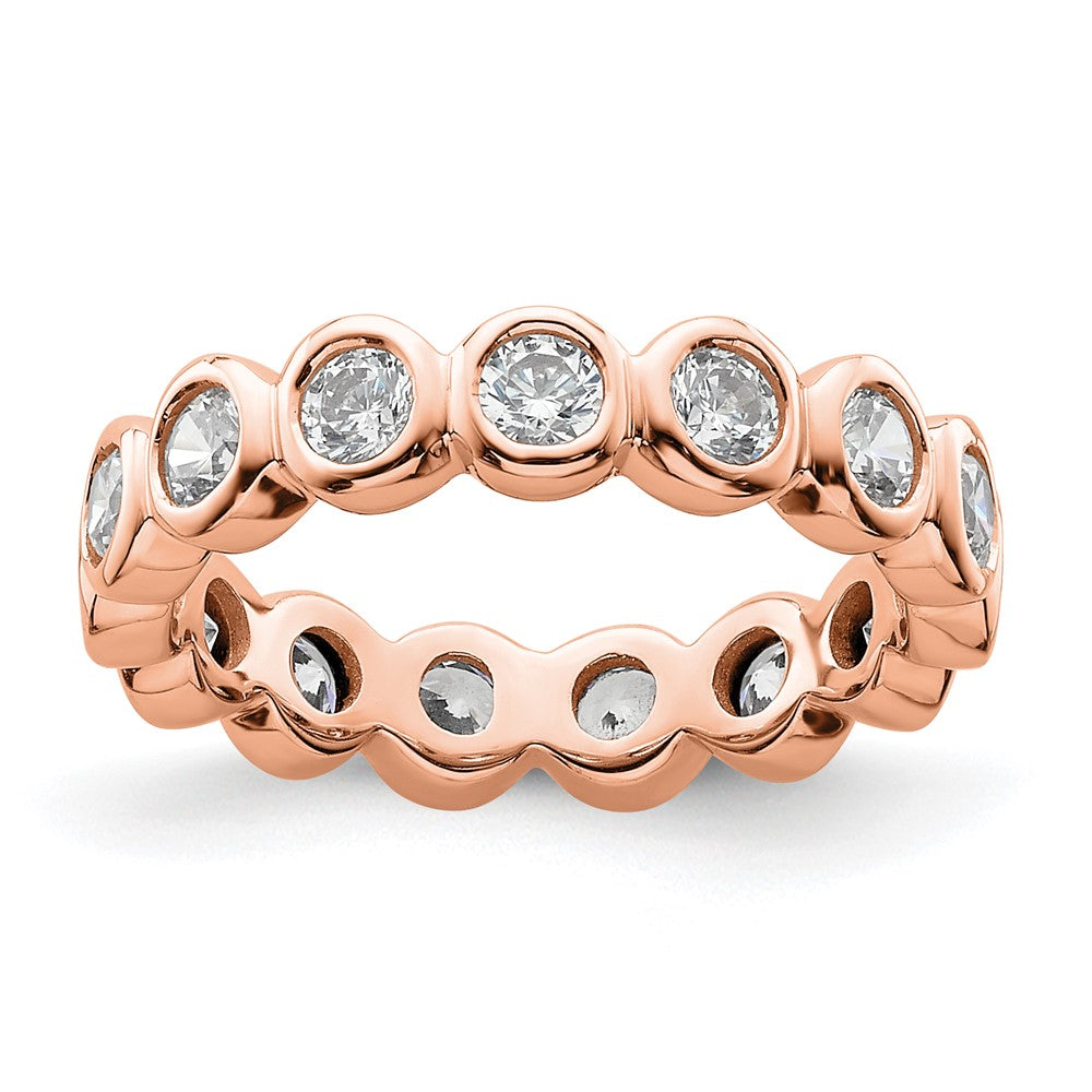 14k Rose Gold Polished Size 4 Bezel-set 1 carat Diamond Complete Eternity Band