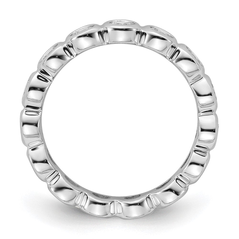 14k White Gold Polished Size 4 Bezel-set 1 carat Diamond Complete Eternity Band