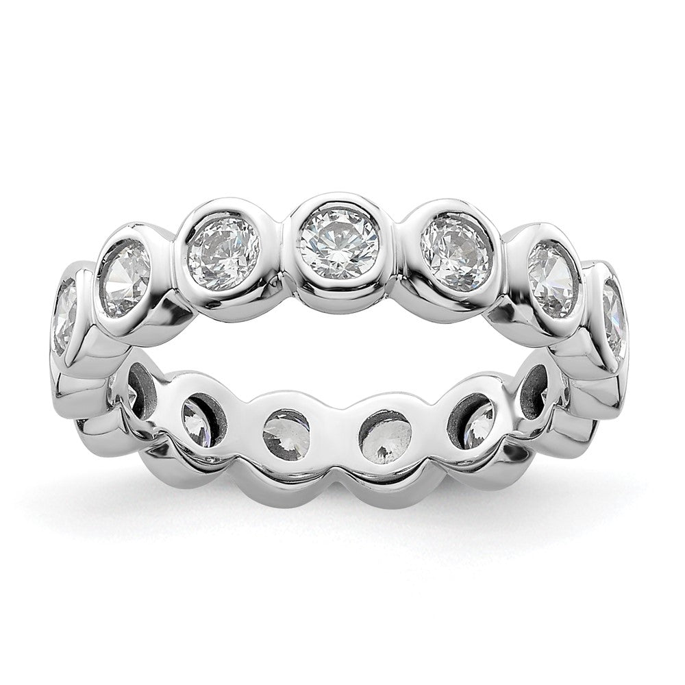 14k White Gold Polished Size 4 Bezel-set 1 carat Diamond Complete Eternity Band