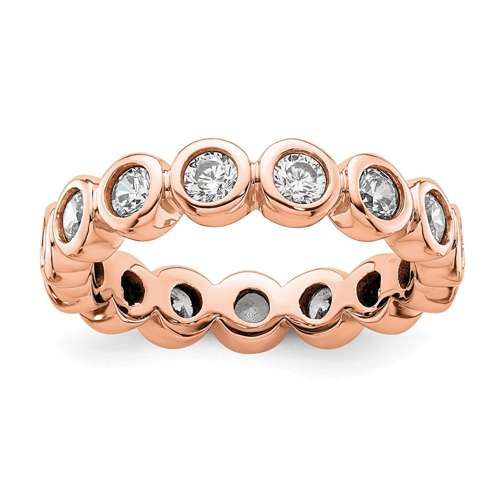 14k Rose Gold Polished Size 5 Bezel-set 1 carat Diamond Complete Eternity Band