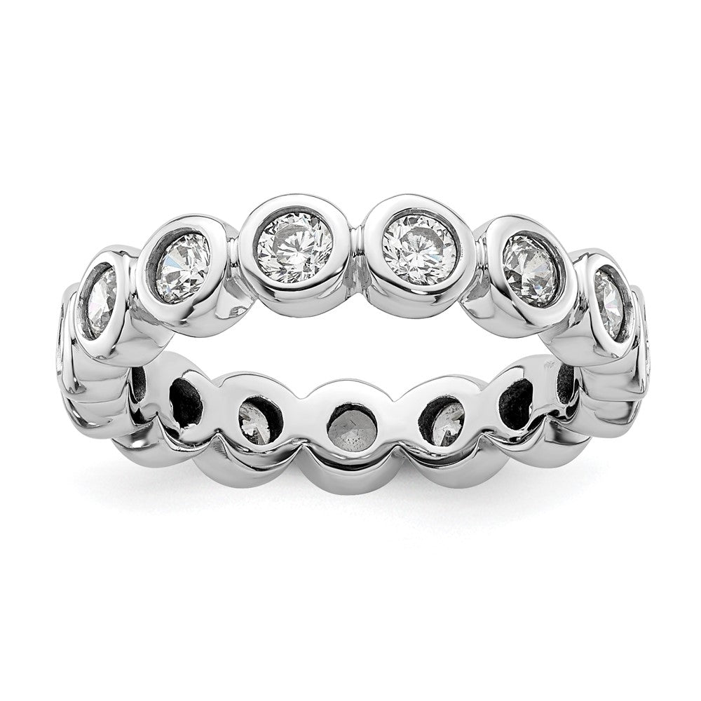 14k White Gold Polished Size 5 Bezel-set 1 carat Diamond Complete Eternity Band