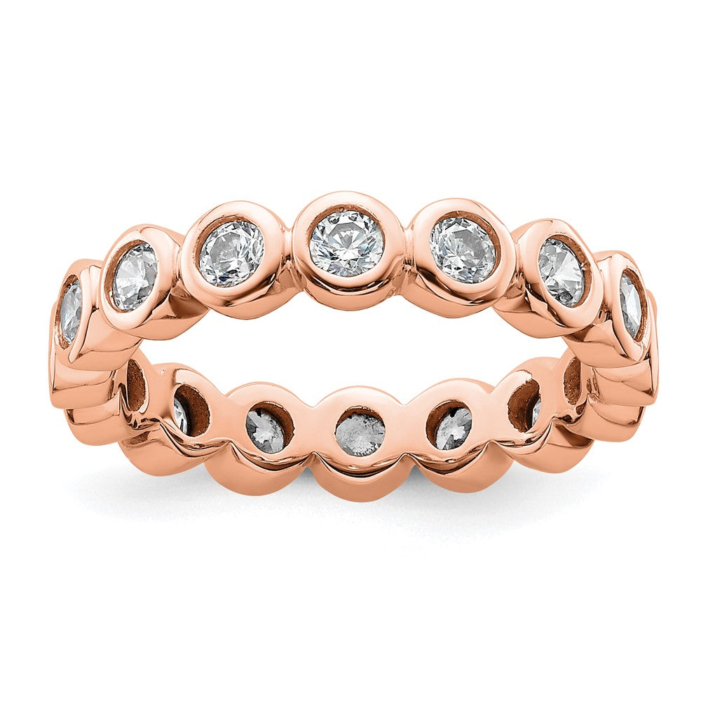 14k Rose Gold Polished Size 6.5 Bezel-set 1 carat Diamond Complete Eternity Band